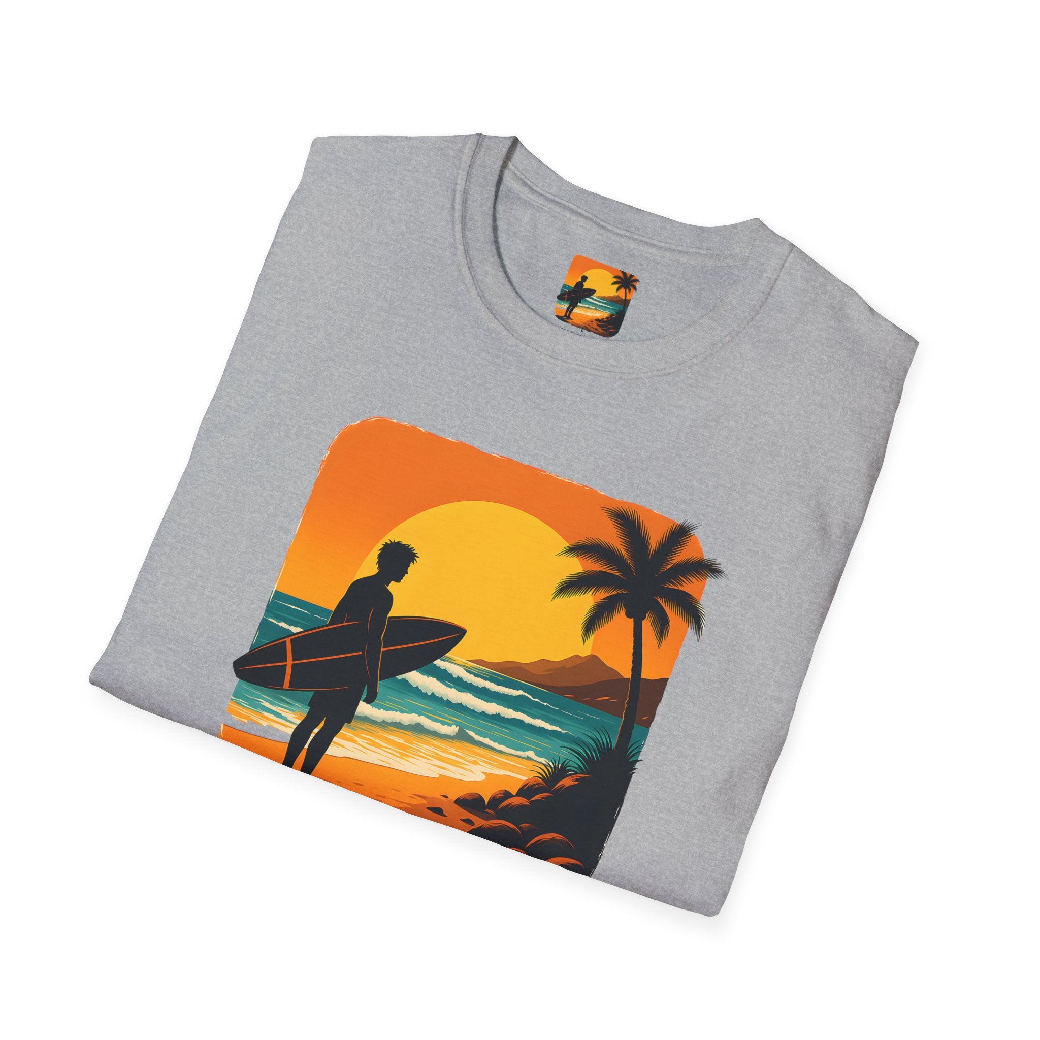 Sunset Surfer on Beach T-Shirt