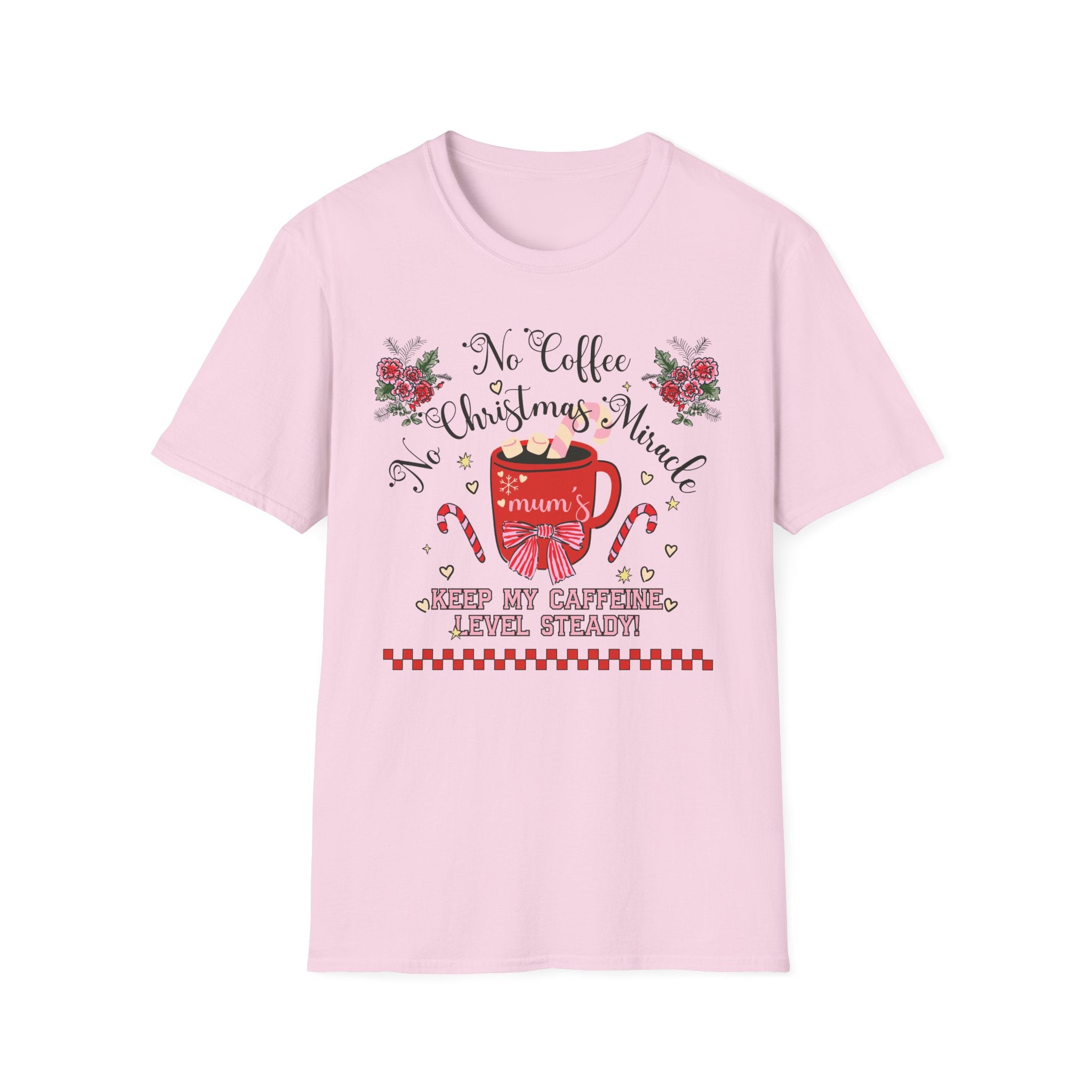 Christmas Coffee T-Shirt — “No Coffee, No Christmas Miracle” Holiday Tee
