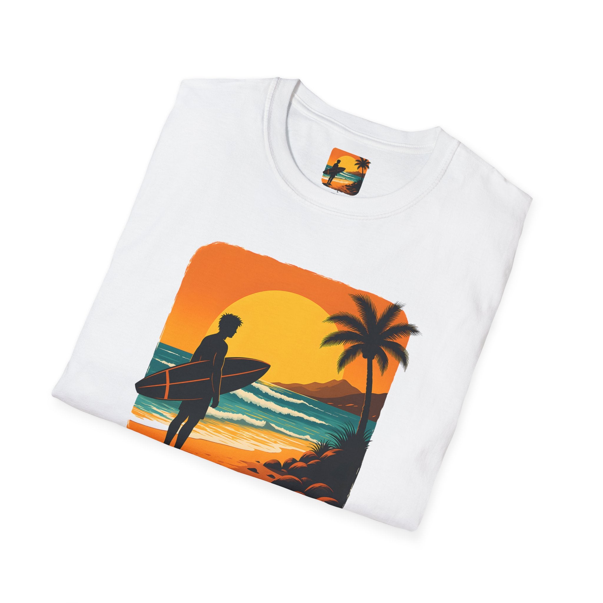 Sunset Surfer on Beach T-Shirt