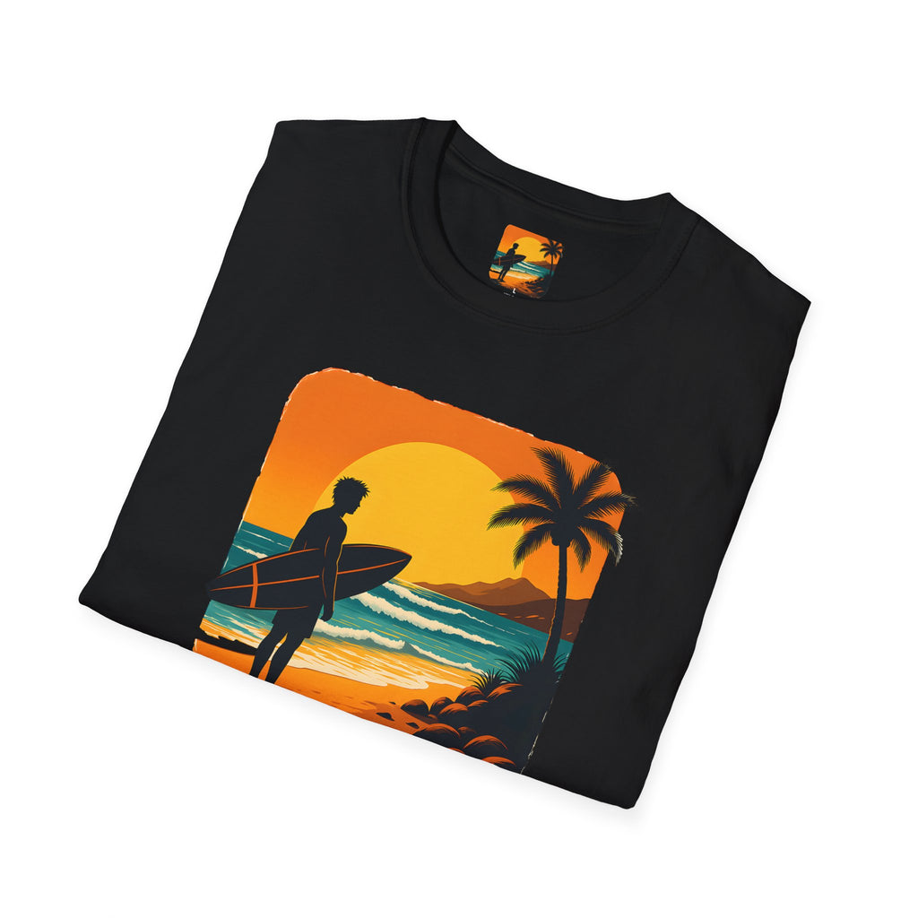 Sunset Surfer on Beach T-Shirt