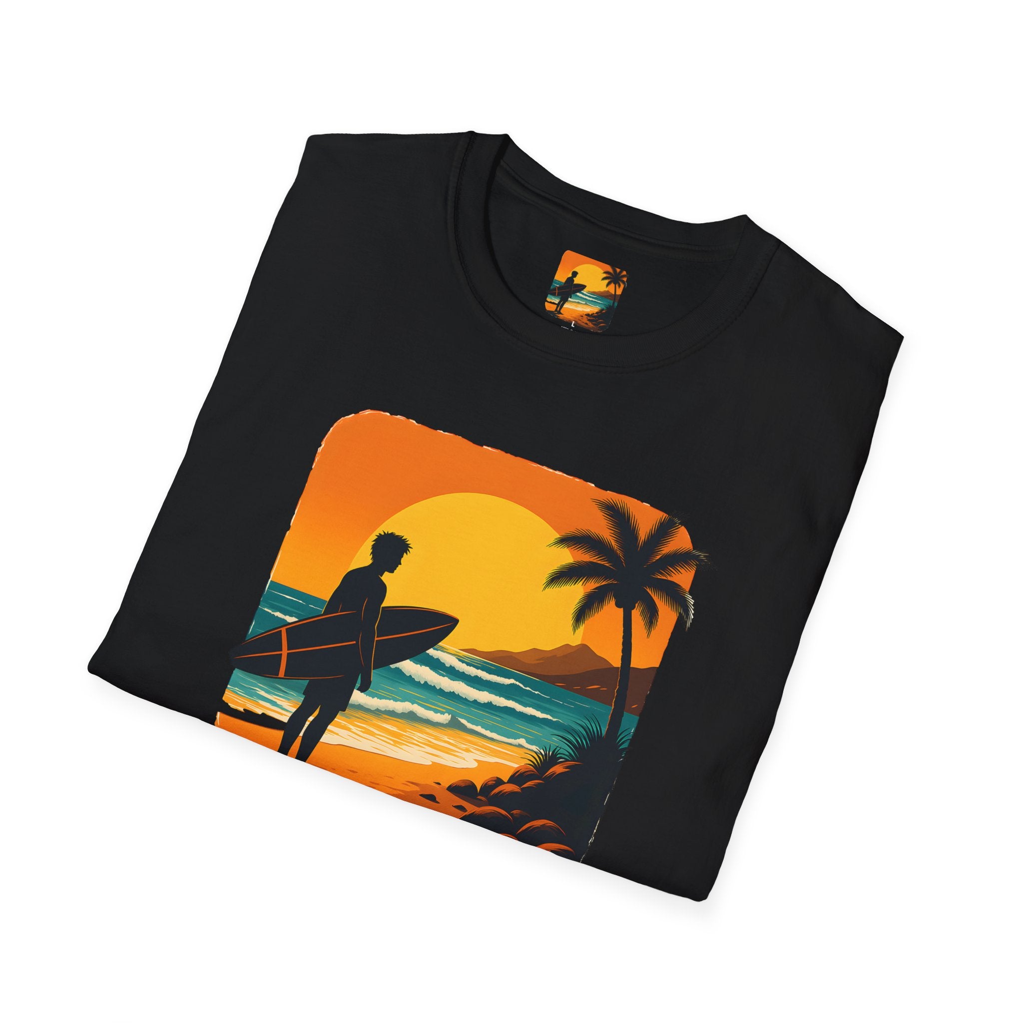 Sunset Surfer on Beach T-Shirt